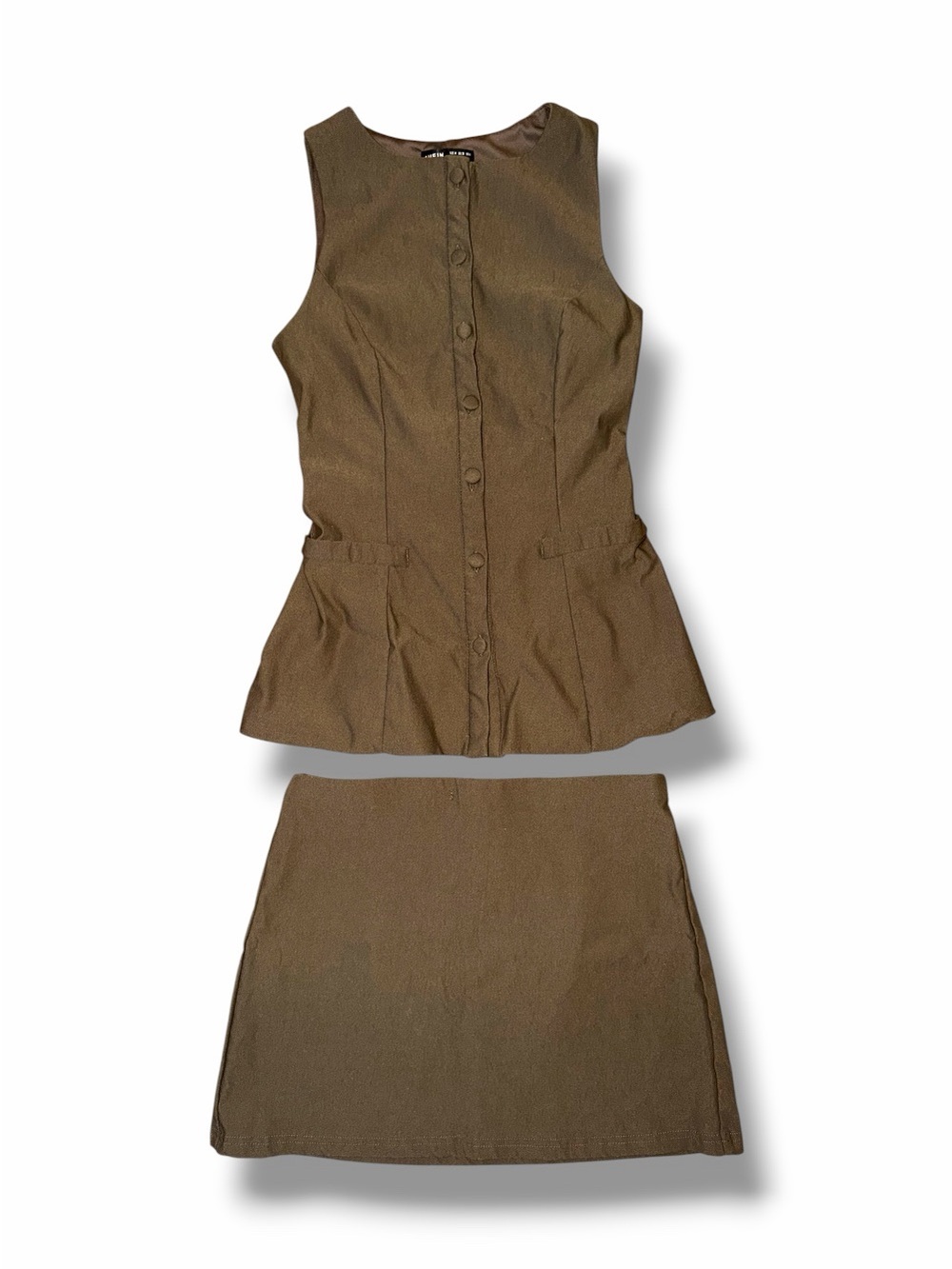 SHEIN elegant Khaki two-piece outfit.